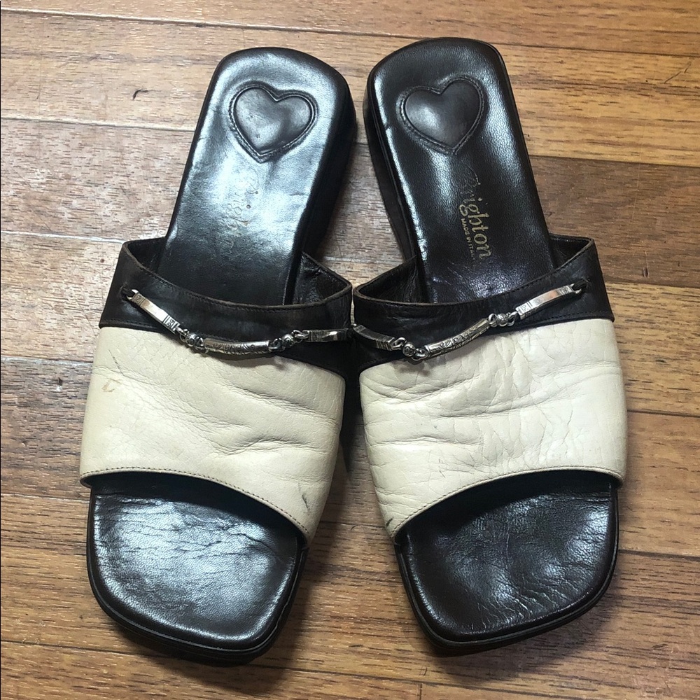 Brighton Women's Black and Cream Mules